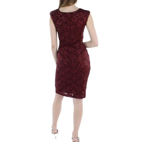 Connected Dress 14 Maroon Shimmer Sheath Wedding Party Cruise Event New - Picture 3 of 12